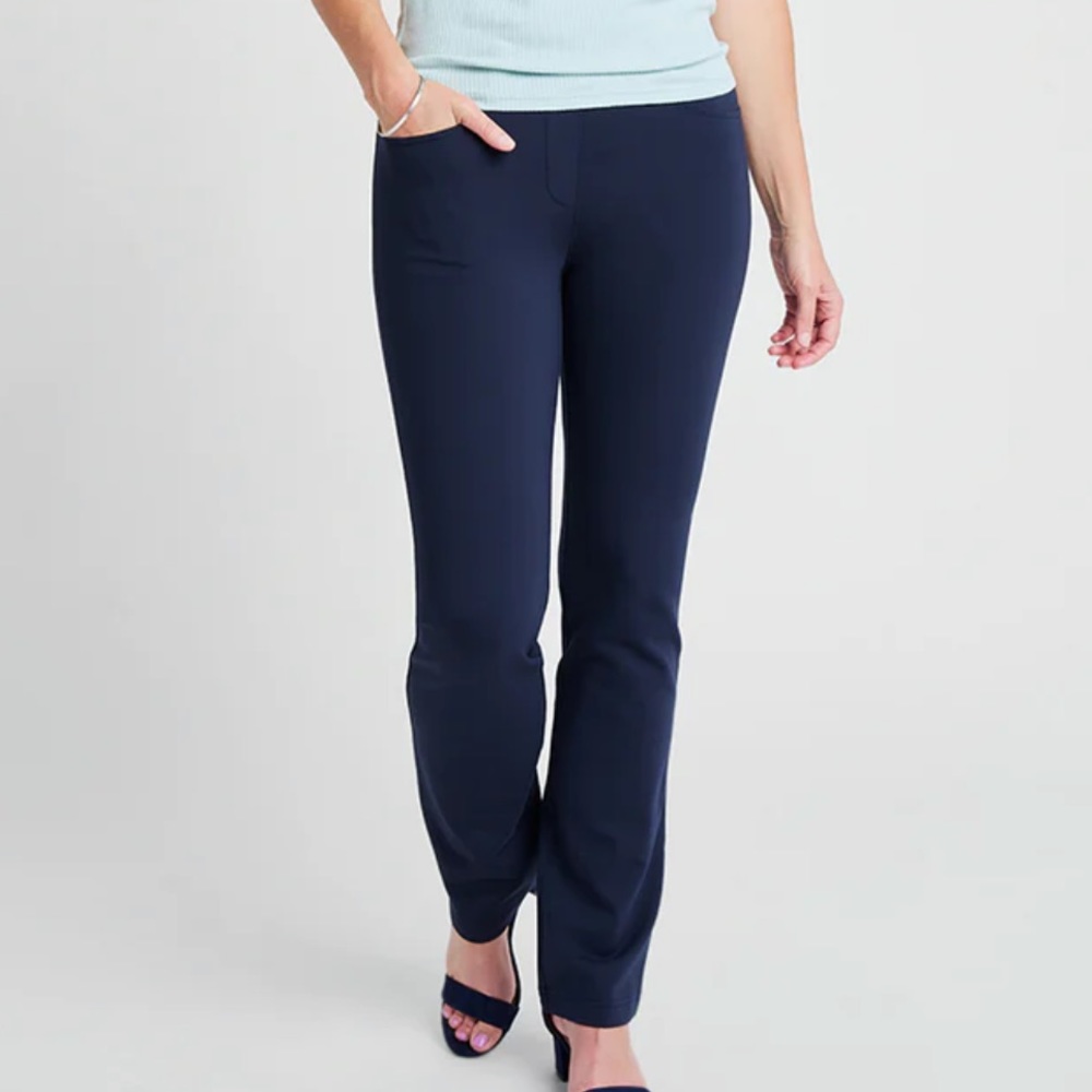Betabrand Straight Leg 7-Pocket Dress Pant Size XS Navy Blue Pull On Yoga Pant